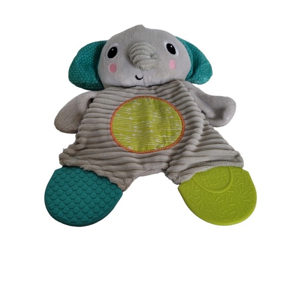 Bright Starts Snuggle & Teethe Gray Elephant Plush Teething Toy Crinkle Lovey - Picture 2 of 7